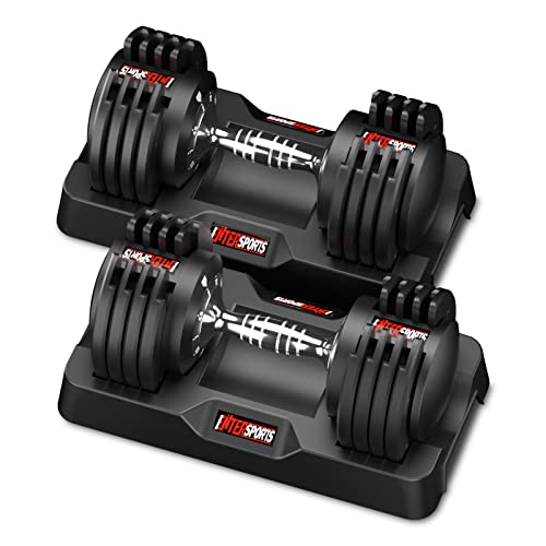 EnterSports 12kgx2 Adjustable Dumbbells Adjustable Dumbbell Set for Saving Place, Dumbbells Adjustable with Non-Slip Handle 5 Weight Levels-2-12kg, Good for Home, Office, Gym, Body Training - 12kg pair