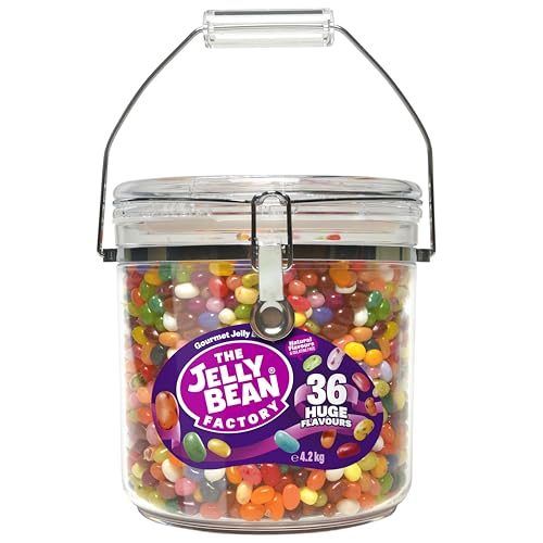The Jelly Bean Factory Huge Flavours Jar 4.2 Kilograms - Jelly Beans - Sweets - Enjoy the 36 Natural Flavours - Gelatine Free - Fruit Flavours - Chewy Treats - Gift Box - 4.2 kg (Pack of 1)