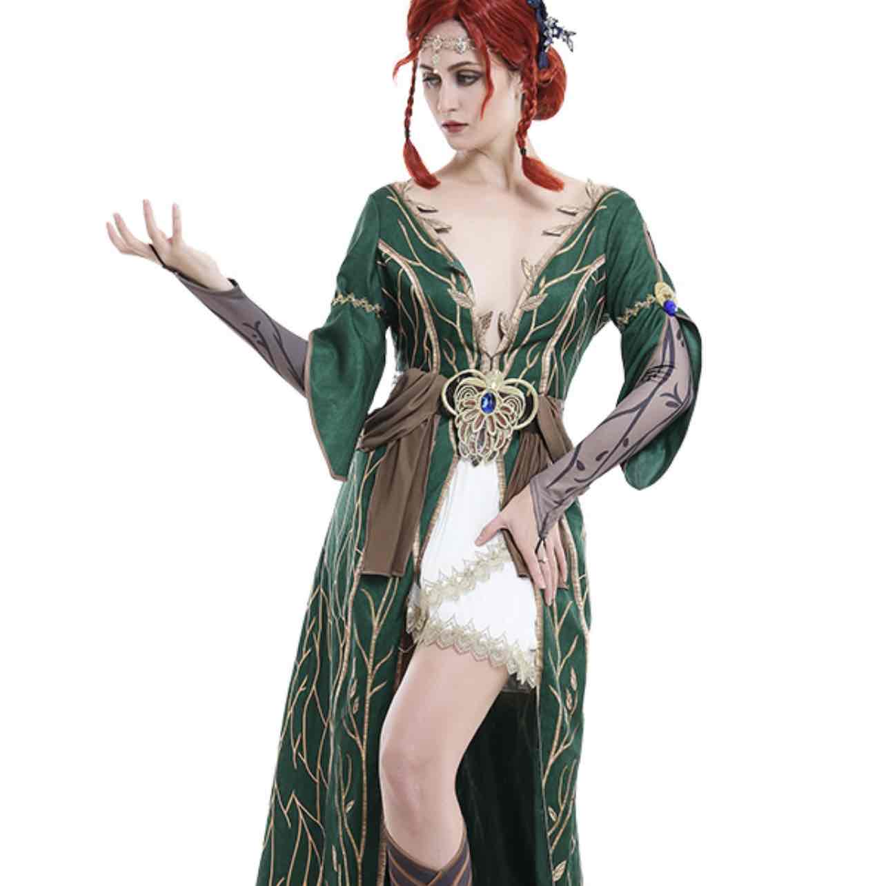 The Witcher 3 Wild Hunt Triss Merigold Alternative Look DLC Outfit Cosplay Costume Dress Robe