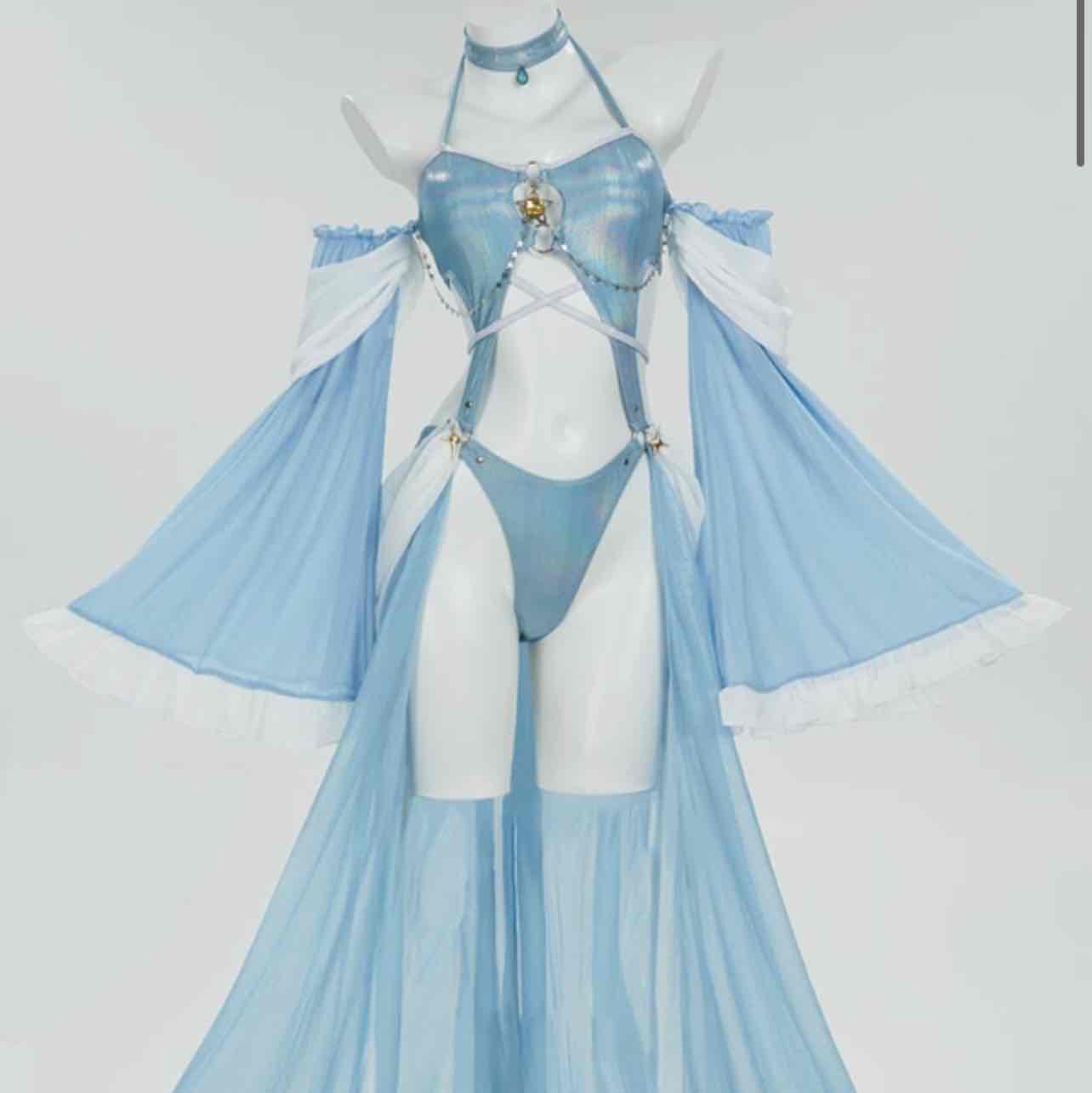 Rosetta Derivative Sexy Cutout Swimsuit Princess One-Piece Bathing Suit and Wrap Skirt with Choker