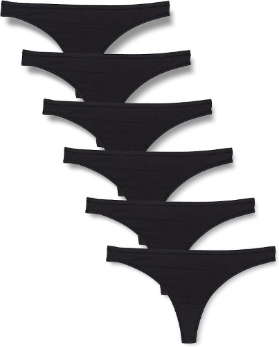 Amazon Essentials Women's Cotton Thong Underwear, Pack of 6 - Small Black