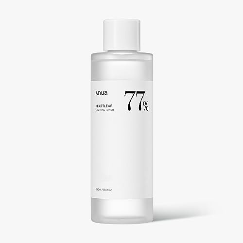 Anua Heartleaf 77 Soothing Toner I pH 5.5 Trouble Care, Calming Skin, Refreshing, Hydrating, Purifying, Cruelty Free, Vegan,(250ml / 8.45 fl.oz.) - Unscented - 8.45 Fl Oz (Pack of 1)