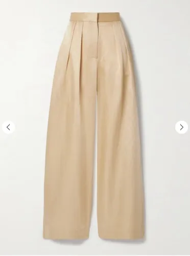 ADAM LIPPES Pleated duchesse satin wide-leg pants
