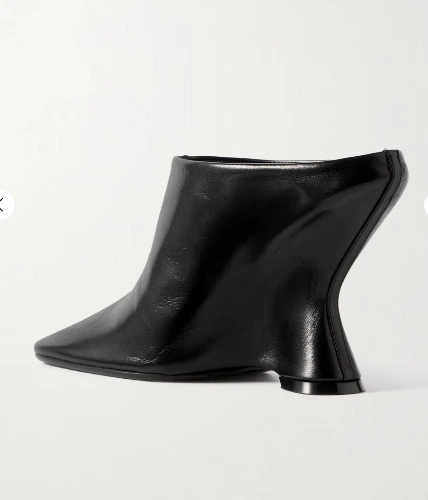 Dries Van Noten Glossed-leather wedge mules