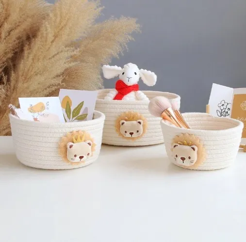 Large Animal Hand Woven Storage basket Kids Toys Organizer Storage Box