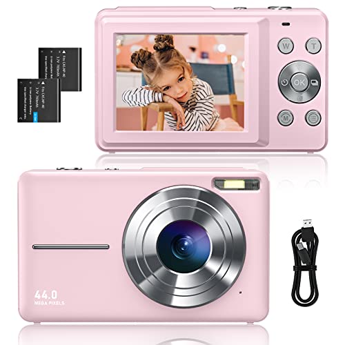Digitalkamera 1080P FHD Fotokamera 44MP Fotoapparat 16X Digitalzoom Einfache Kompaktkameras Tragbare Digital Kamera für Kinder Teenager Studenten Senioren Anfänger (Rosa) - Rosa