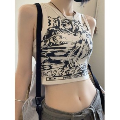 Anime Print Cropped Tank Top