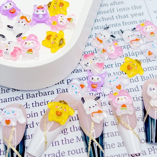 30PCS Kawaii Resin Nail Art Charms Cute Animals Jelly Gummy Sweet Candy 3D Nail Decoration Accessories for DIY (Mixed) - 