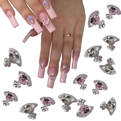 20PCS Nail Art Charms White Pink Planet Nail Charms 3D Shiny Nail Supplies with Rhinestones Saturn Shape Nail Accessories for Women Nail Decoration DIY Design Nail Gem Crystals Jewelry - Planet Nail Charms-2
