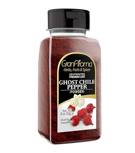 GranAroma Ghost Chile Pepper Powder, 8 oz, Hot & Spicy, Salsas & Soups - 8 Ounce
