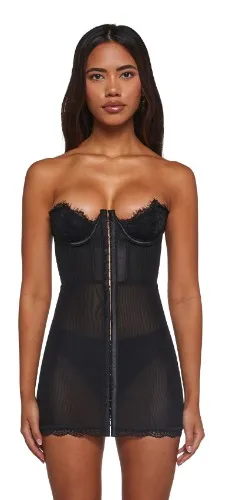 Captivating Gazes Slip Dress - Black