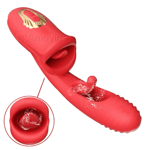Amara - G Spot Flapping Vibrator with Kissing Function & Vibrating Tongue | red