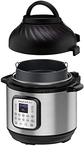Instant Pot Duo Crisp 11-in-1 Air Fryer and Electric Pressure Cooker Combo with Multicooker Lids that Fries, Steams, Slow Cooks, Dehydrates,Free App With Over 800 Recipes, Black/Stainless Steel, 8QT - 8QT