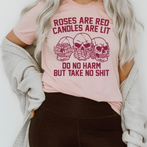 Roses Are Red Candles Are Lit Tee - Pink / XL