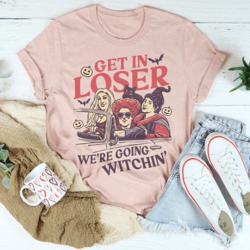 Get In Loser We're Going Witchin' Tee - Heather Peach / XL