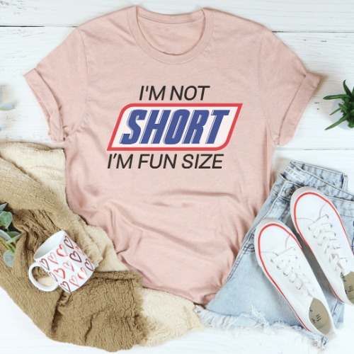I'm Not Short I'm Fun Sized Tee - Heather Prism Peach / XL