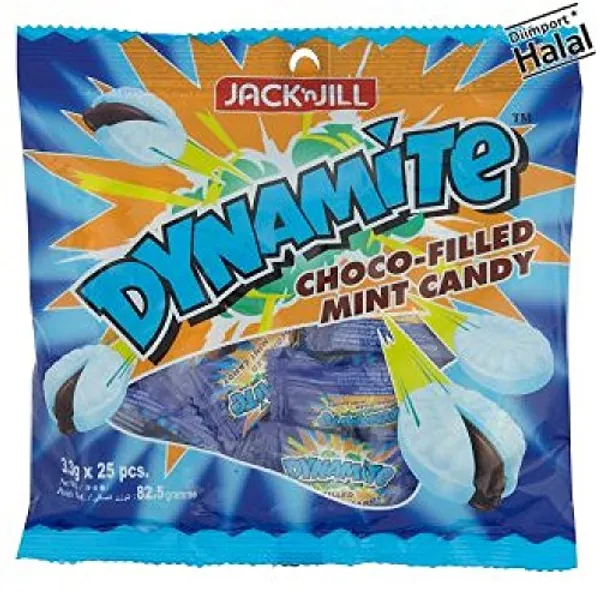 Jack 'n Jill Dynamite Choco Filled Mint Candy 25pcs x 3.3g (1 Pack)