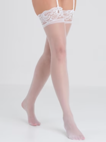 🥰  Lovehoney White Sheer Lace Top Thigh High Stockings 🥰 