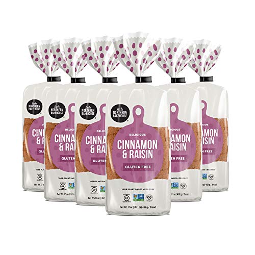 Little Northern Bakehouse Cinnamon & Raisin Gluten Free Bread, Vegan Bread, Non-GMO and Allergy-Friendly Sliced Bread for Gluten Free Snacks, Meals, Food (6 pack, 17 oz. each) - Sans Gluten - Cinnamon & Raisin Bread
