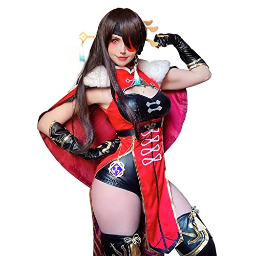 Beidou Genshin Impact Cosplay Costume Women Anime Outfit - X-Large - Beidou Red