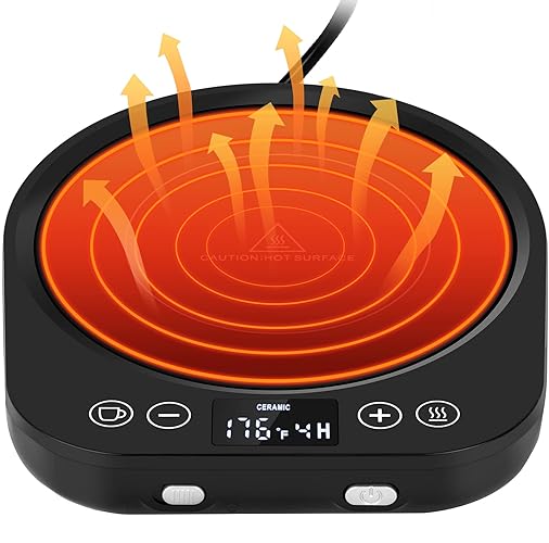 PUSEE Candle Mug Warmer Electric,Auto On/Off Gravity-Induction Coffee Mug Warmer with 9 Temp Settings,1-9 Timer Candle Melter Warmer Beverage Coffee Warmer Practical Portable Warmer for Home & Office - Black