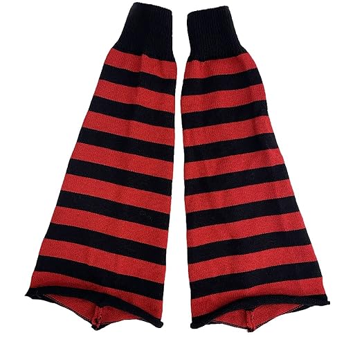 JUENAWMIU Women Girl Flared Leg Warmers Striped Knit Socks Over Knee Wide Leg Warm Knitted Pile Socks Elephant Socks - One Size - Red
