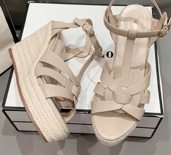 Beige Wedge Heel