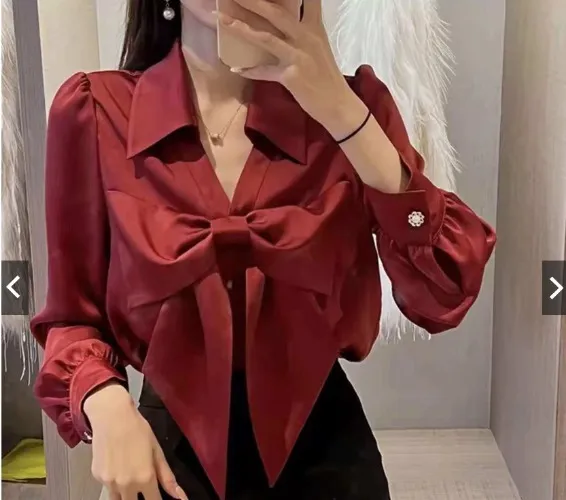 Bow Blouse wine Red