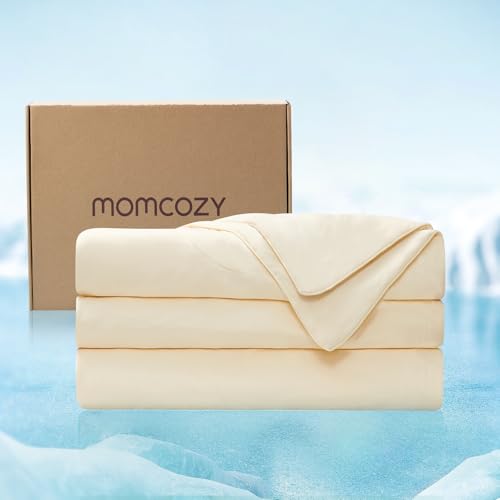 Momcozy Life CoolMurm Cooling Comforter for Hot Sleepers, King/Cali King 106"x90" Pregnancy Cooling Blanket, All-Season Lightweight Soft Breathable Cooling Quilt Duvet Stay Cool All Night Beige Yellow - Cooling Beige Yellow - King / Cali King (106"x90")