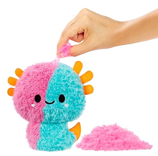 Fluffie Stuffiez Axolotl Small Collectible Feature Plush - Surprise Reveal Unboxing with Huggable ASMR Fidget DIY Fur Pulling, Ultra Soft Fluff