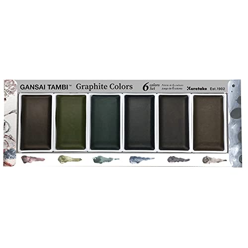 Kuretake Gansai Tambi Graphite Colors, Watercolor paint set, 6 colors, Professional-quality for artists and crafters, AP-Certified, for adult, Made in Japan - Graphite Colors