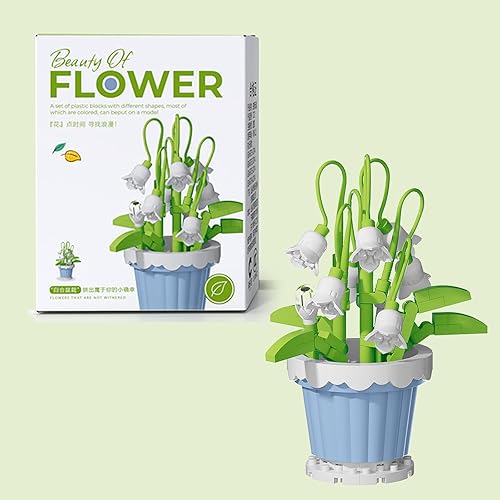 ALITTDRE Flowers Building Blocks Sets, Office Home Decor Bonsai, Micro Flower Toys Building Set, Gifts for Mothers, Valentines, Birthdays, Adult & Kid (Lily of The Valley) - Lily of the Valley