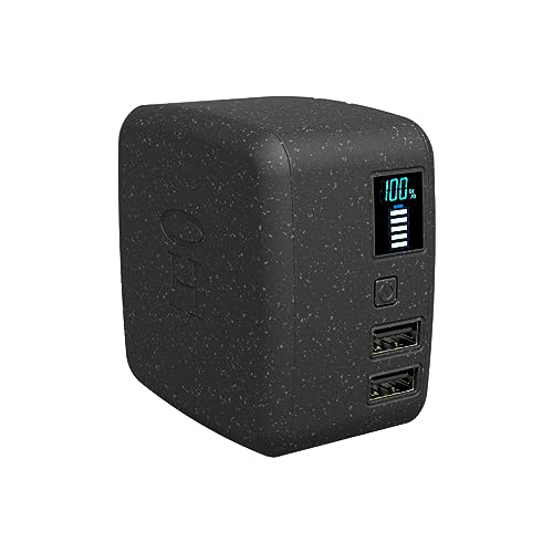 HALO Portable Phone Charger Power Cube 10,000mAh - Innovative Car Charger Power Bank with Dual USB Compatible Charging Ports, Built-in Charging Adapters - Black (801105857) - Speckle Black