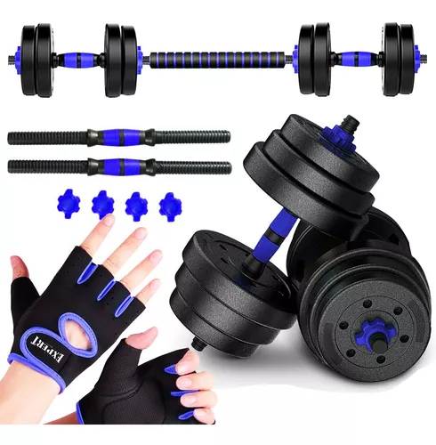 Set 2 Mancuernas + Barra 3en1 + 20kg Disco Pesa Pvc - El Rey