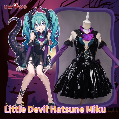 【Pre-sale】Uwowo Vocaloid Hatsunee Miku Little Devil Cute Dress Halloween Cosplay Costume - Set A S