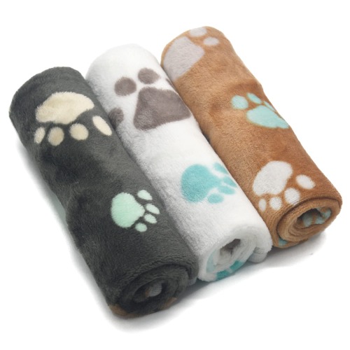1 Pack 3 Puppy Blankets Super Soft Warm Sleep Mat Cute PAW Print Blanket Fleece Pet Blanket Flannel Throw Dog Blankets for Small Dogs Puppy Cats,Gray/White/Brown-Small(23"x15") - Small(23"x15") Gray/Brown/White Paw(pack of 3)