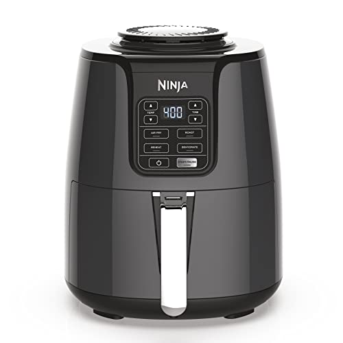 Ninja Air Fryer, Roast, Bake, Air Fry, Roast, Broil, Reheats, & Dehydrates, 4-in-1, Fries, Frozen Food, Veggies, and Juicy Meat, Less Oil, Easy Meals, Healthy Meals, Compact, 4 QT, Grey, AF101 - 4 QT