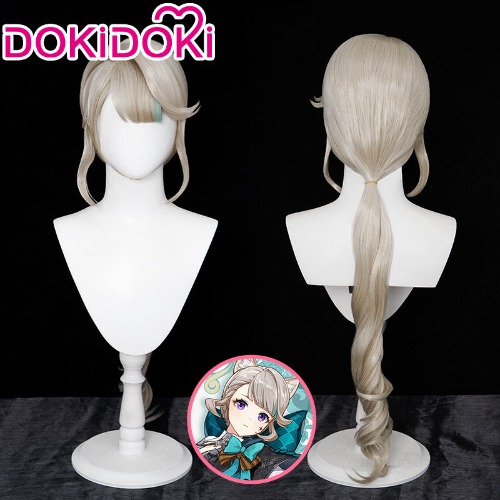 DokiDoki Game Genshin Impact Cosplay Lynette Wig Silver Cute Green Hight Hair | Lynette-PRESALE