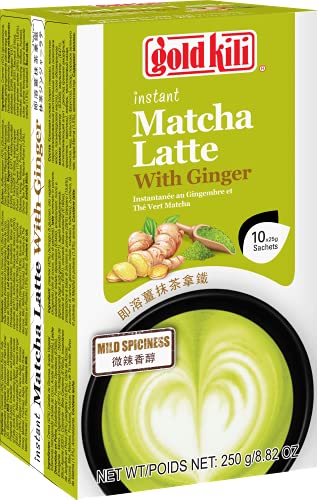 GOLD KILI - Instant Matcha Ingwer Latte - (10 X 25 GR) - Matcha Ingwer Latte - 25 g (10er Pack)