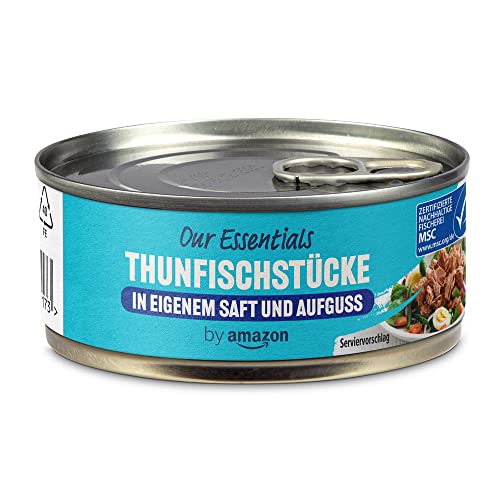 by Amazon Thunfischstücke in eigenem Saft und Aufguss, 145g (1er-Pack) - in eigenem Saft und Aufguss - 145g (1er-Pack)