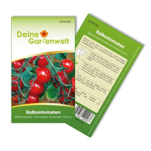 Balkontomaten Balkonzauber Samen - Solanum lycopersicum - Balkontomatensamen - Gemüsesamen - Saatgut für 15 Pflanzen - Balkontomate (Balkonzauber)