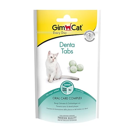 GimCat Denta Tabs - Funktionaler Katzensnack unterstützt die Zahnpflege - 8er Pack (8 x 40 g) - Denta