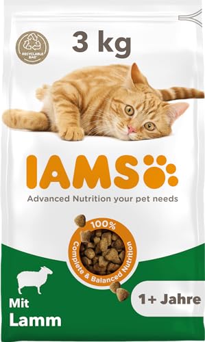 IAMS Katzenfutter trocken mit Lamm - Trockenfutter für Katzen im Alter von 1-6 Jahren, 3 kg - Lamm - 3 kg