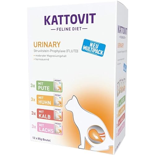 Kattovit Urinary Multipack | 12 x 85 g | Diät-Alleinfuttermittel für Katzen mit 4 verschiedenen Sorten im Friscchebeutel