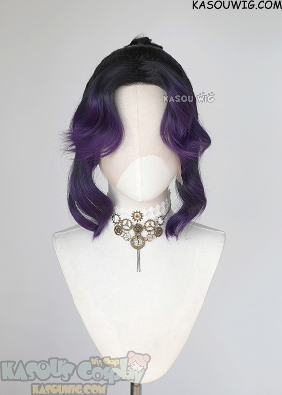 Lace Front&gt;&gt; Kimetsu no Yaiba Demon Slayer Shinobu Kocho black purple cosplay wig