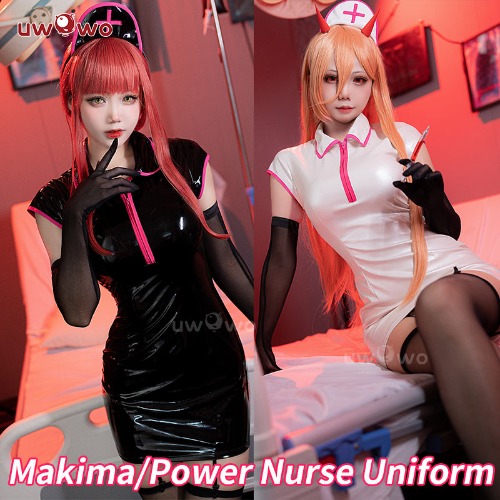 【In Stock】Uwowo Chainsaw Man Cosplay Power Nurse Uniform Makima Costume Halloween Cosplay | Black / S