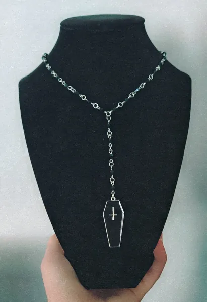 Gothic ChokerGoth Beaded Choker 90s Style Choker Coffin Choker Necklace