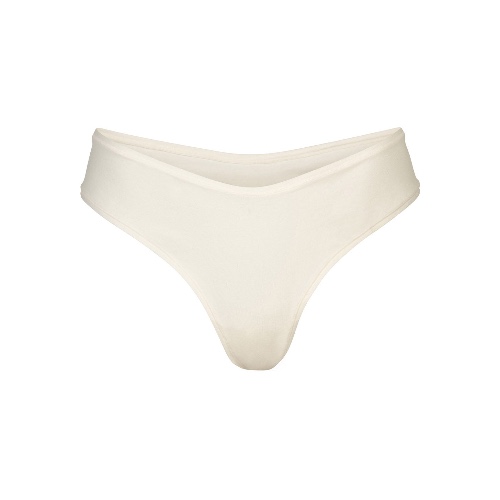 COTTON JERSEY DIPPED THONG | BONE