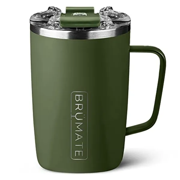 BrüMate Toddy - 16oz 100% Leak Proof Insulated Coffee Mug with Handle & Lid - Stainless Steel Coffee Travel Mug - Double Walled Coffee Cup (OD Green)