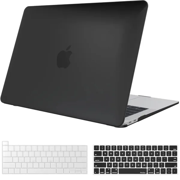 ProCase MacBook Pro 13 Case 2022 2016-2020 Release A2338 M1 A2289 A2251 A2159 A1989 A1706 A1708, Hard Case and Keyboard Cover for MacBook Pro 13 Inch with/Without Touch Bar -Black